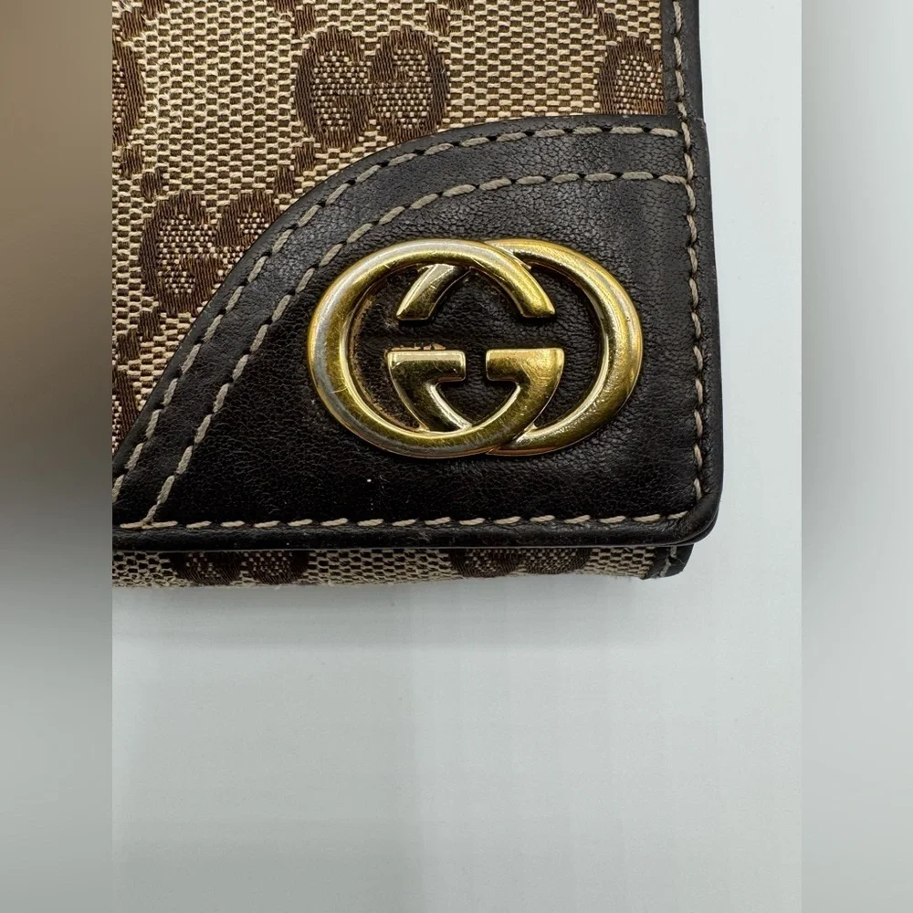 Gucci GG Canvas Continental Wallet Beige Brown Interlocking GG Logo - Picture 5 of 16